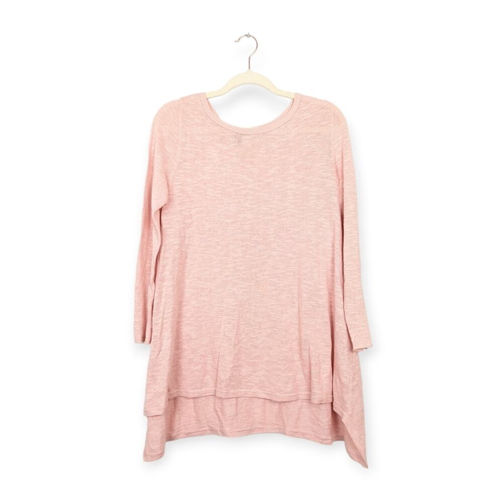 Eileen Fisher Light Pink Organic Linen Cotton Blend Knit Lagenlook Tunic